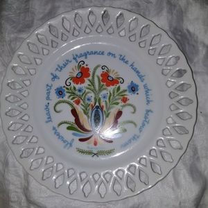 Vintage Sweden Floral Hanging Plate Kitchen Decor